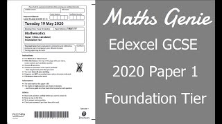 Edexcel GCSE Maths 2020 Foundation Exam Paper 1 Walkthrough [upl. by Elsey]