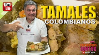 como hacer unos TAMALES COLOMBIANOS  cerdo y pollo [upl. by Eenafets]