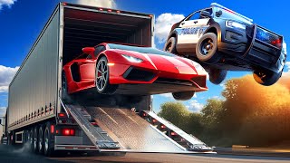 Jumping Cars Out of a Truck to ESCAPE the Police in BeamNG Drive Mods [upl. by Nallac614]