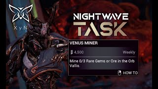 Warframe  Mine 3 Rare Gems or Ore in Orb Vallis [upl. by Morey]