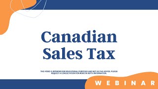 Canadian Sales Tax [upl. by Syhr]