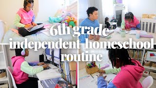 MY 6TH GRADE INDEPENDENT HOMESCHOOL ROUTINE HOMESCHOOL DAY IN THE LIFE OF A 6TH GRADER [upl. by Aleakcim]