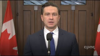 Conservative Leader Pierre Poilievre reacts to audit on ArriveCAN app – February 12 2024 [upl. by Rock]