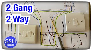 Wiring Diagram Using a 2 Gang Switch Converting it to 2 Way Switching Using 3 Plate Wiring Method [upl. by Valeda]