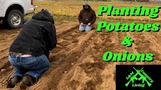 Planting taters and onions [upl. by Rennob]