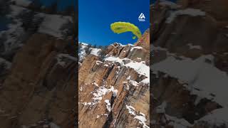 Person Does Parachute Jump While Skiing Off Cliff  People Are Awesome shorts [upl. by Imelda]