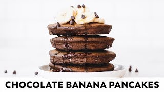 Fluffy Chocolate Banana Pancakes  vegan  glutenfree [upl. by Denni12]