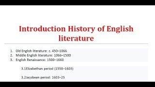 Introduction to History of English literature [upl. by Notwen]