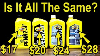 Are They All The Same Motor Oil Lets Settle This Four Levels of Pennzoil Motor Oil Compared [upl. by Mcquade]