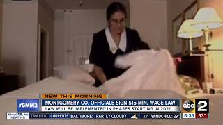 Montgomery Co signs 15 minimum wage bill into law [upl. by Strong321]