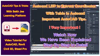 Autocad LISP to Extract X Y Z Coordinates With Table in Autocad [upl. by Nnyletak711]