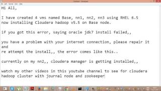 cloudera Manager Installation 55 on RedHat Linux 65 Part1 [upl. by Ielak]