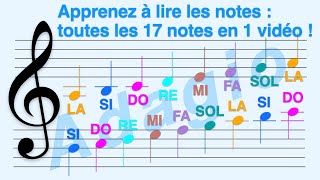 Do Re…Si  Clé de Sol vitesse Adagio  Apprendre à lire toutes les 17 Notes avec 1 seule vidéo [upl. by Brice692]