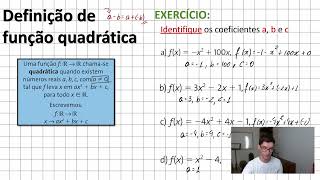 Entenda a definição de função quadrática e como traçar o gráfico com exercícios de fixação [upl. by Yrehcaz]