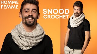 TUTORIEL CROCHET HOMME FEMME 🤩 ECHARPE  TOUR DE COU  SNOOD 🤩 Crelya Handmade [upl. by Bocyaj]