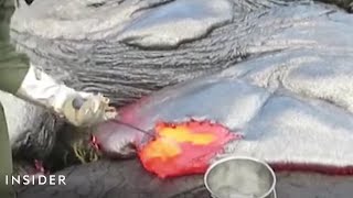 How Geologists Collect Lava Samples From Volcanoes [upl. by Aamsa]