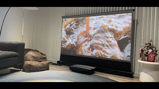 XGIMI AURA unboxing and 120inch vividstorm s pro floor rising screen review [upl. by Hay362]