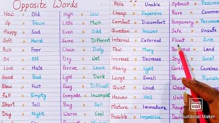 Antonyms  Opposite words  English Most Important Antonyms [upl. by Kowatch]