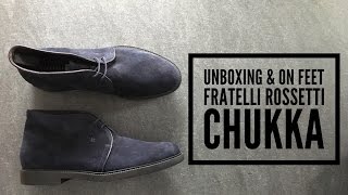 Fratelli Rossetti Chukka Navy Suede  UNBOXING amp On FEET  fashion shoes  2016  HD [upl. by Agler55]