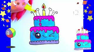 COME DISEGNARE FACILE DISEGNI KAWAII CARINI DA FARE torta di compleanno [upl. by Maag]