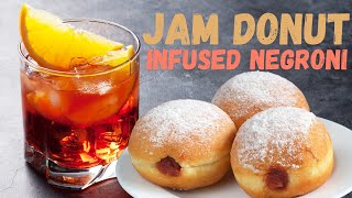 DRINKING DONUTS Jam Donut Gin Cocktail Clarified Donut Milk Punch Recipe [upl. by Lawlor]