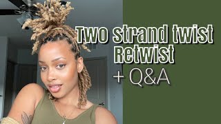 Two Strand Twist Loc Retwist  QampA and 22 Month Length Check [upl. by Aenil857]