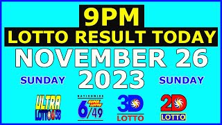 9pm Lotto Result Today November 26 2023 Sunday [upl. by Edahc]