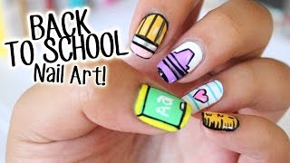 BACK TO SCHOOL Nail Art ♥ 5 Easy Designs Part 1 [upl. by Treat]