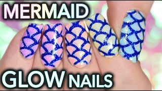 Mermaid glow nail art with shimmer effect [upl. by Woodcock]