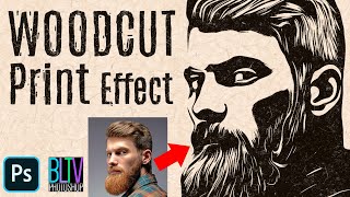 Photoshop Create the Look of a WOODCUT Print Portrait [upl. by Swaine]