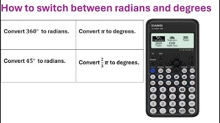 How to convert between radians and degrees on casio fx83GT CW calculator [upl. by Eidassac]