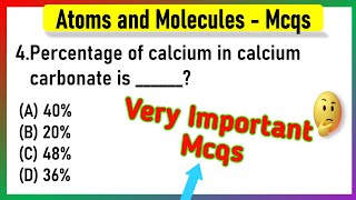 Atoms and Molecules MCQ Question Answers Class 9  atoms and molecules class 9 [upl. by Hopper]