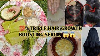 Double Hair growth boosting gel 😱💫सर पर भी बाल वापस आएँगे💯Thick Dense Long hair No hairfall [upl. by Ahcarb919]