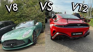 DB12 VS V12 Vantage  INSANE REVS CRACKLES amp BANGS [upl. by Nnaer]