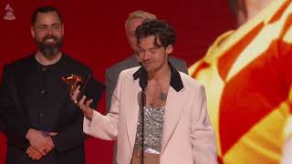 HARRY STYLES Wins Album Of The Year For ‘HARRYS HOUSE  2023 GRAMMYs Acceptance Speech [upl. by Ahker]