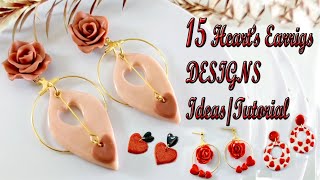 15 POLYMER CLAY HEART EARRINGS TUTORIAL FOR BEGINNERS EASY AND QUICK  LoviCraft [upl. by Jansson]