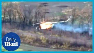 Ukrainian forces blow Russian attack helicopter out of the sky [upl. by Rolyak]