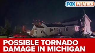 Possible Tornado In Michigan Causes Widespread Damage Near Williamston And Webberville [upl. by Annaj]