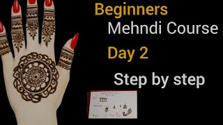 Beginners mehndi Mehndi Designs Beginners Mehndi step by step day 2 [upl. by Skerl]