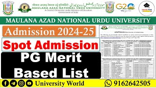 Manuu PG Merit Based Spot Admission List 2024 UniversityWorld [upl. by Ydisac]