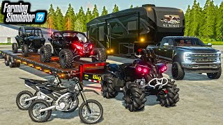 ALL quotBLACKED OUTquot LUXURY CAMPING SETUP LIFTED TRUCKS  RZR  FS22 [upl. by Catton]