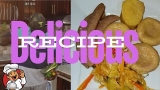 How to prepare delicious steam cabbage with saltfish and cook food dumplings banana with yam🔪 [upl. by Aronoh659]