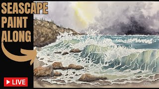 Rocky Coast Seascape Watercolor Paint Along [upl. by Gabriell646]