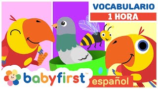 Nuevas Palabras  Vocabulario para Niños  Huevos Surpresas con Larry  1 Hora  BabyFirst Español [upl. by Enelrahc]