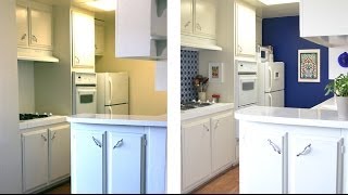 How to decorate a kitchen with temporary wallpaper and backsplash [upl. by Mehalick]