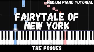 The Pogues  Fairytale of New York Medium Piano Tutorial [upl. by Ecertal86]