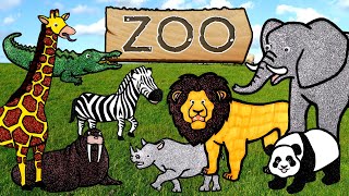 Lets Draw Zoo Animals Together  Drawing and Coloring with Glitter amp Googly Eyes [upl. by Ahsemik]