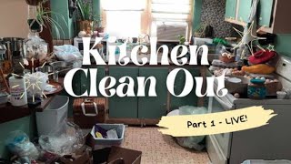 KITCHEN CLEAN OUT PT 1  HOARDER DECLUTTERS LIVE [upl. by Steiner]