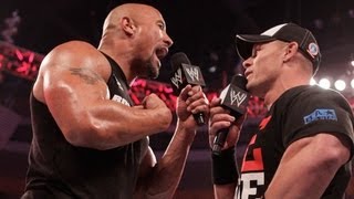 The Rock and John Cena engage in a WrestleManialevel war of words Raw March 5 2012 [upl. by Ayatnwahs]