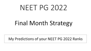 NEET PG 2022 Final Month Strategy [upl. by Cato]